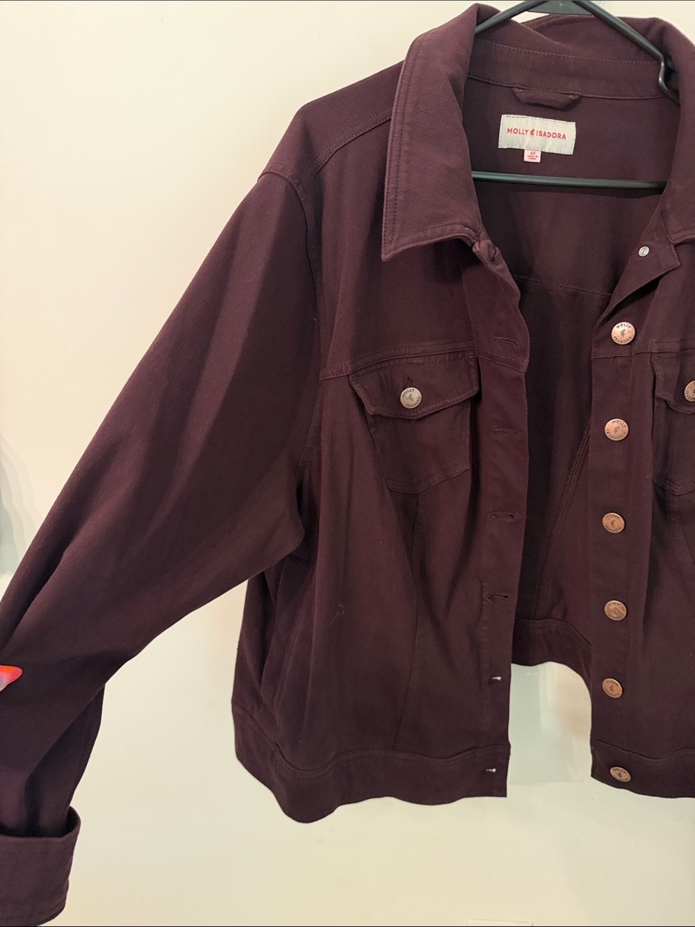 Plum Button-Front Jean Jacket - Picture 4 of 4